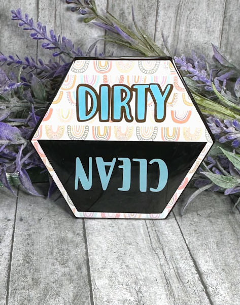 3 inch Clean and Dirty BoHo Rainbows Dishwasher Magnet