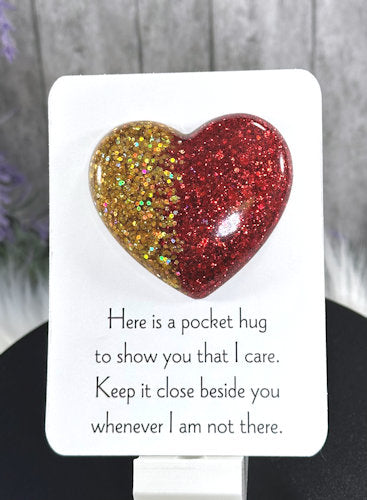 Handmade Pocket Hug Red and Gold 1