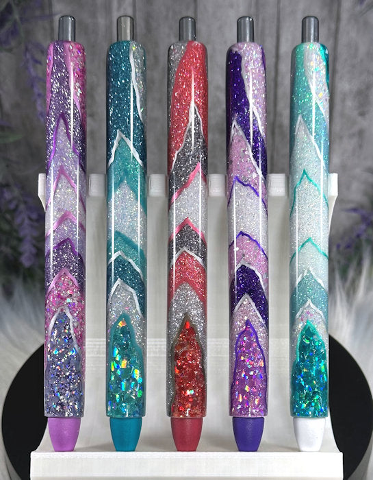 Handmade Purple and Orchid Geode design glitter pen with free refill 2