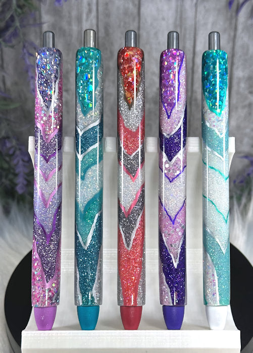 Handmade Purple and Orchid Geode design glitter pen with free refill 2