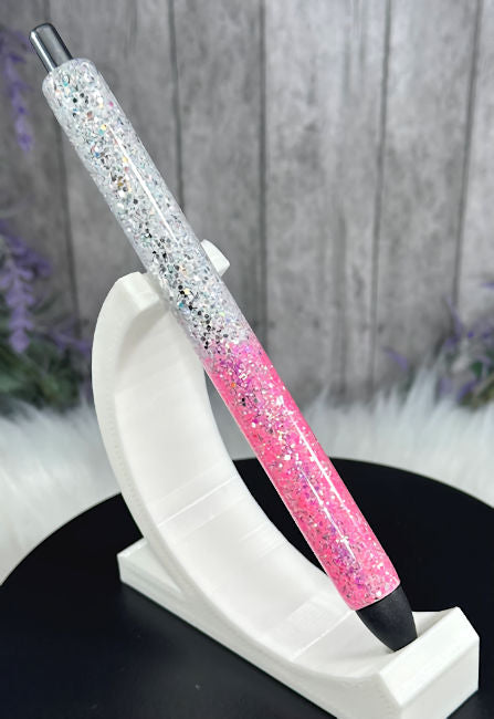 Handmade Silver and Pink Ombre glitter pen with free refill