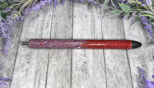 Handmade Ombre Red White Blue glitter pen with free refill