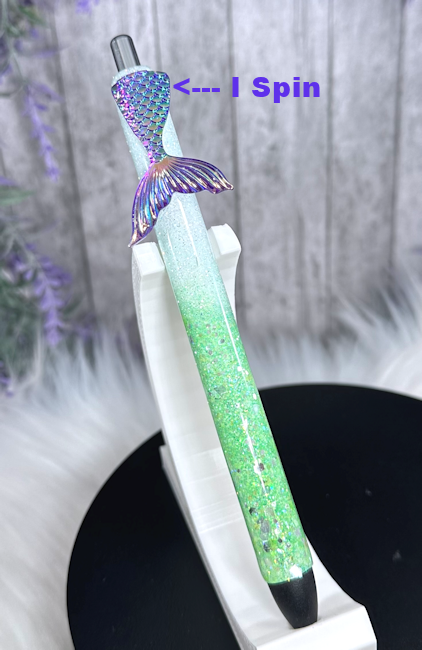 Handmade Spinning Mermaid Tail glitter pen with free refill