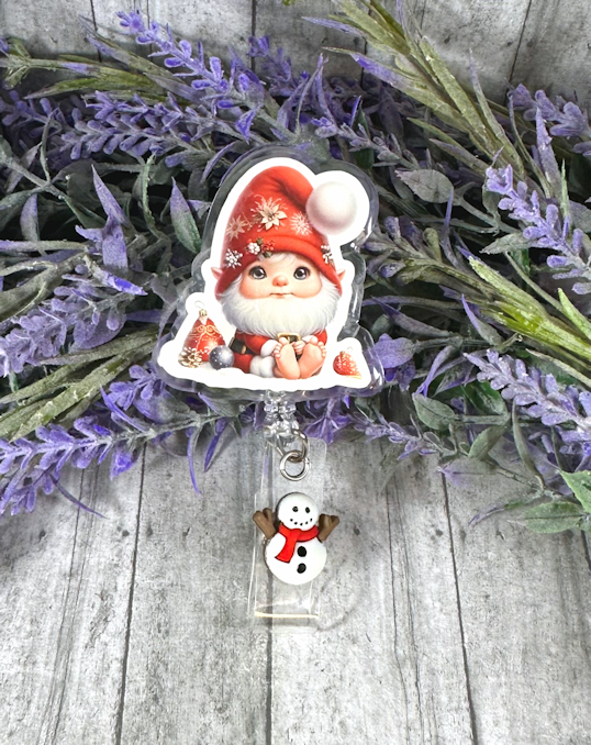 Handmade Christmas Baby Gnome Badge Reel