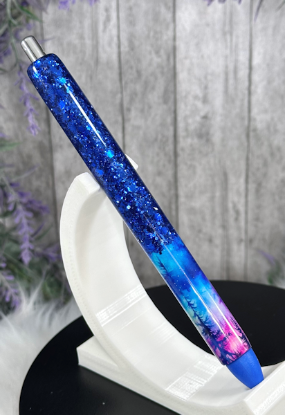 Handmade Ombre Northern Lights with blue glitter pen with free refill