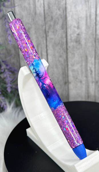 Handmade Peek A Boo Northern Lights with pink glitter pen with free refill