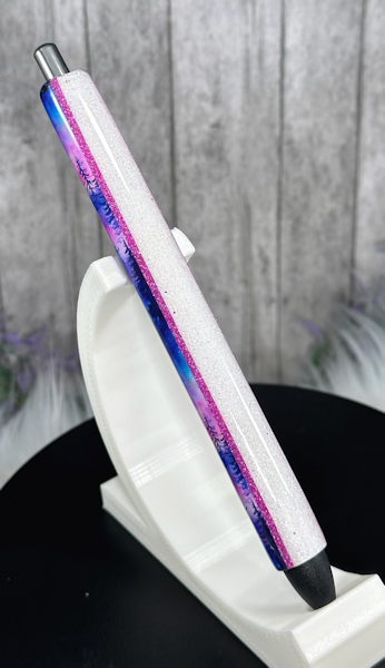 Handmade Northern Lights on white glitter pen with free refill