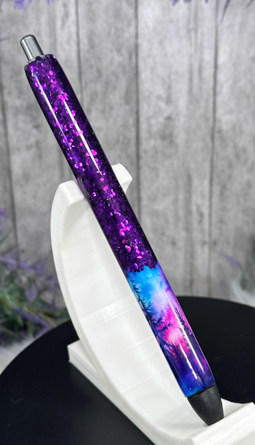 Handmade Ombre Northern Lights with purple glitter pen with free refill