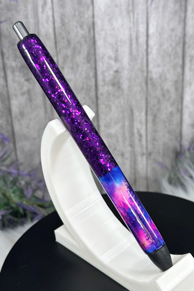 Handmade Ombre Northern Lights with purple glitter pen with free refill