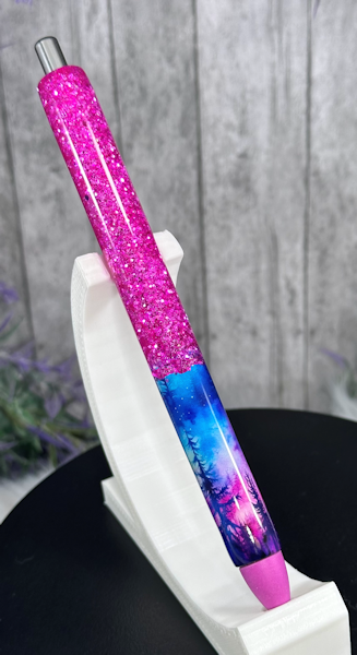 Handmade Ombre Northern Lights with pink glitter pen with free refill