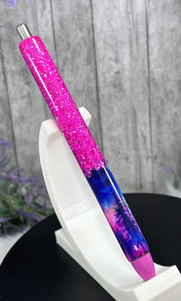 Handmade Ombre Northern Lights with pink glitter pen with free refill