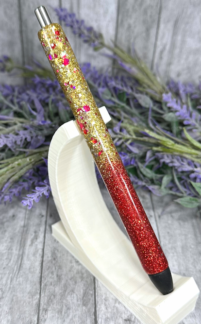 Handmade Gold and Red glitter pen with free refill