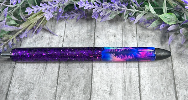 Handmade Ombre Northern Lights with purple glitter pen with free refill