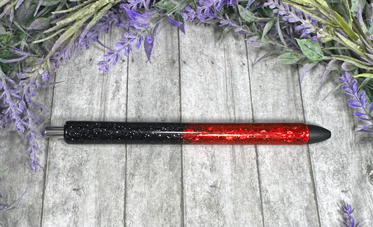 Handmade Ombre Red and Black glitter pen with free refill