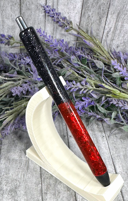 Handmade Ombre Red and Black glitter pen with free refill