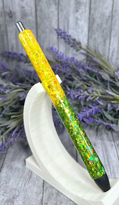 Handmade Ombre Yellow and Green glitter pen with free refill