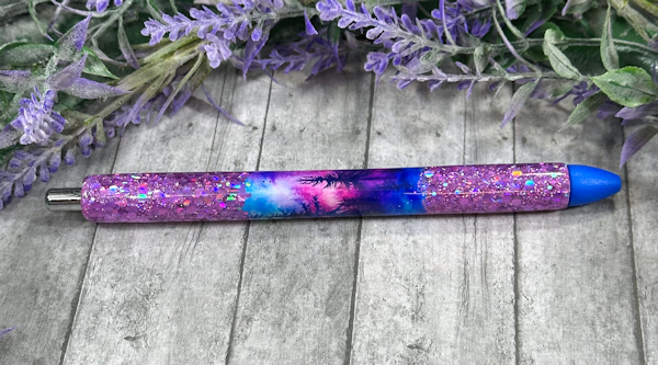 Handmade Peek A Boo Northern Lights with pink glitter pen with free refill