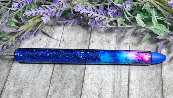 Handmade Ombre Northern Lights with blue glitter pen with free refill