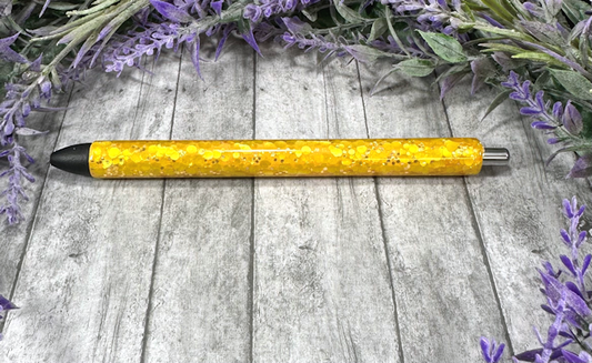 Handmade Butterscotch Yellow glitter pen with free refill