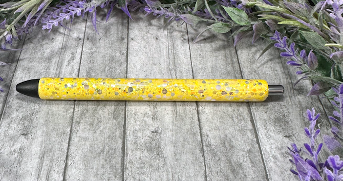 Handmade Yellow glitter pen with free refill