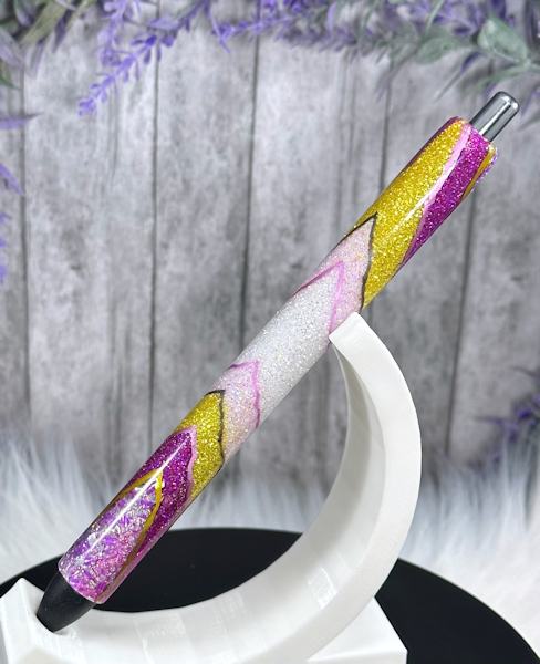 Handmade Pinks Geode design glitter pen with free refill
