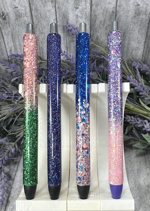 Handmade Pink and Green Ombre glitter pen with free refill