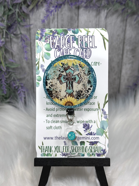 Handmade Celtic Cross  Badge Reel