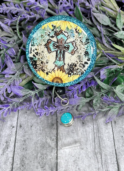 Handmade Celtic Cross  Badge Reel