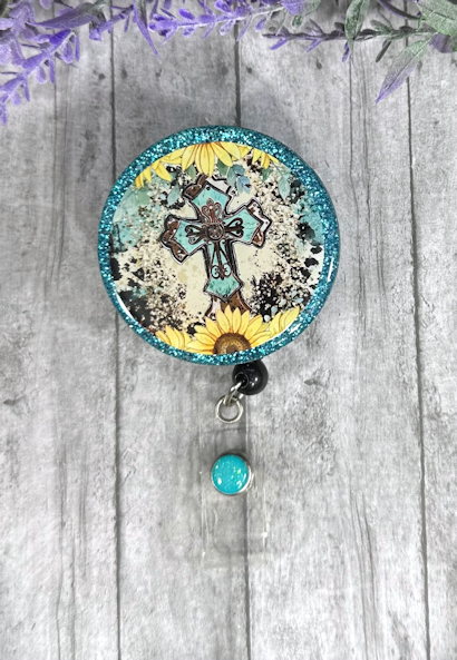 Handmade Celtic Cross  Badge Reel