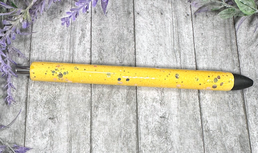 Handmade Yellow glitter pen with free refill 2