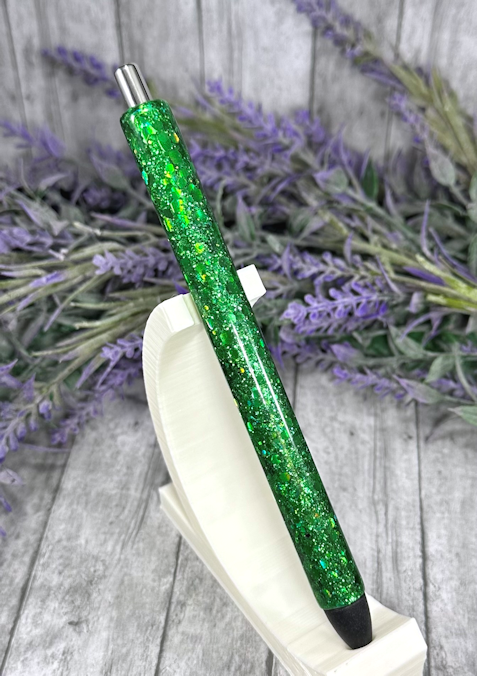 Handmade Green glitter pen with free refill