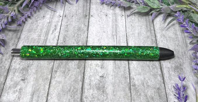 Handmade Green glitter pen with free refill