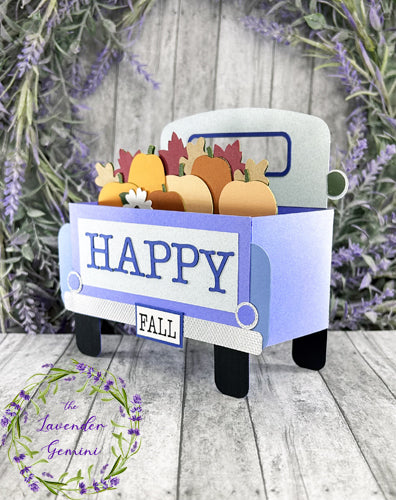 Handmade 3D Blue Country Truck Autumn Fall Card