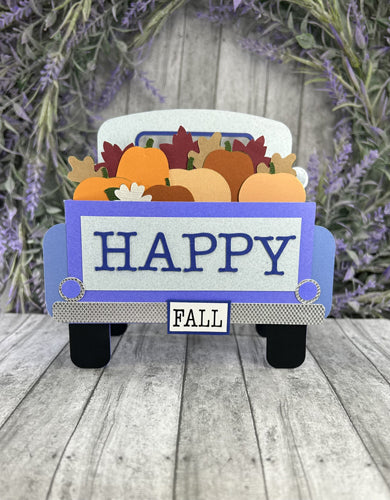 Handmade 3D Blue Country Truck Autumn Fall Card