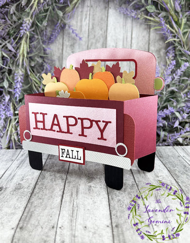 Handmade 3D Dark Red Country Truck Autumn Fall Card