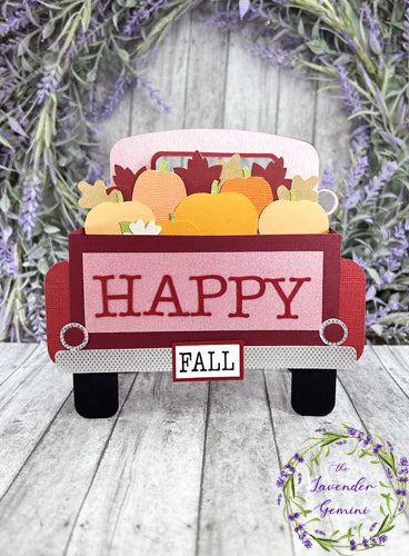 Handmade 3D Dark Red Country Truck Autumn Fall Card