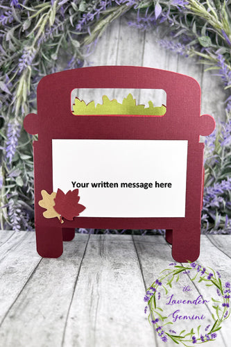 Handmade 3D Dark Red Country Truck Autumn Fall Card