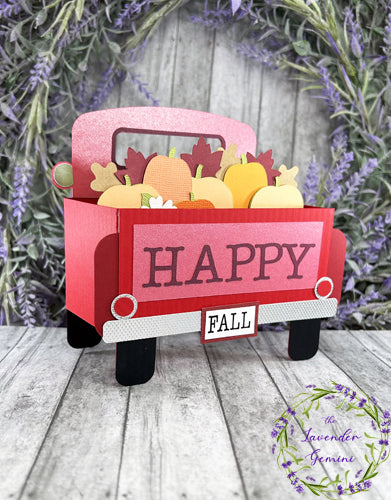 Handmade 3D Red Country Truck Autumn Fall Card