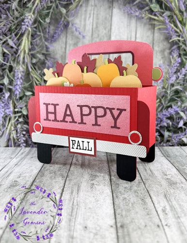 Handmade 3D Red Country Truck Autumn Fall Card