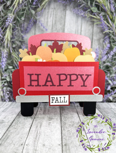 Handmade 3D Red Country Truck Autumn Fall Card