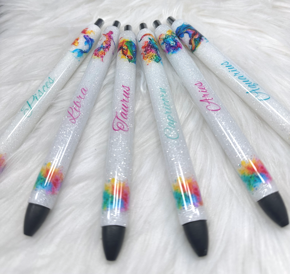 Custom Order Handmade Watercolor Zodiac Sign glitter pen with free refill