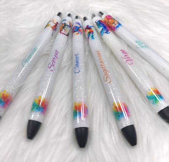 Custom Order Handmade Watercolor Zodiac Sign glitter pen with free refill