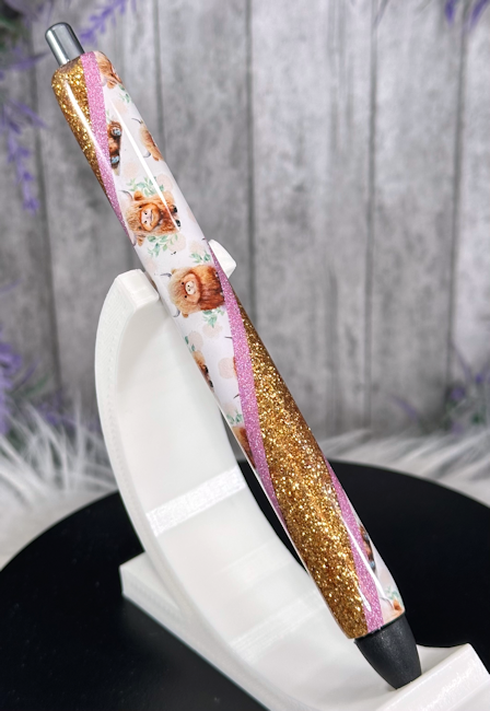 Handmade Baby Highland Cows Western glitter pen with free refill