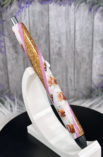 Handmade Baby Highland Cows Western glitter pen with free refill