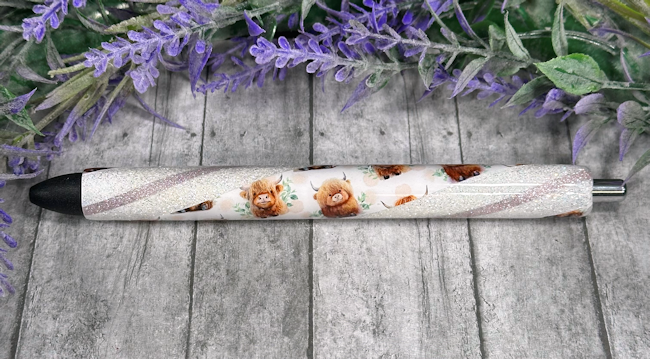 Handmade Baby Highland Cows Western glitter pen with free refill 2