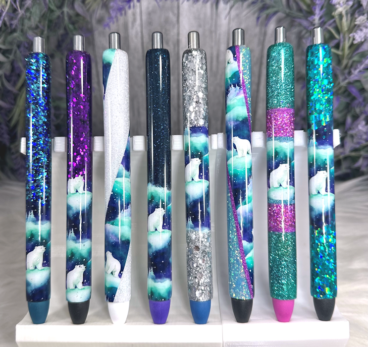 Handmade Polar Bears with Chunky Aqua glitter pen with free refill