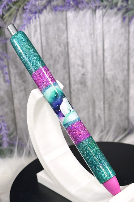 Handmade Polar Bears with Teal and Pink glitter pen with free refill