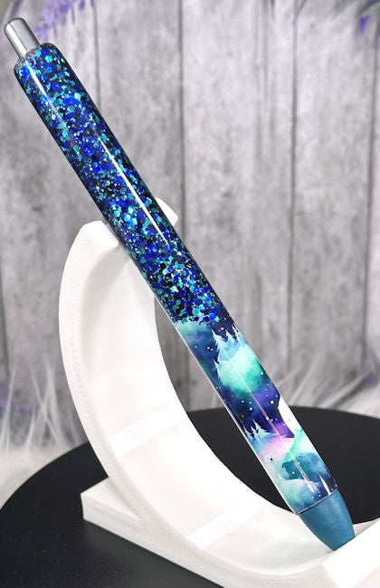 Handmade Polar Bears with blue and aqua glitter pen with free refill