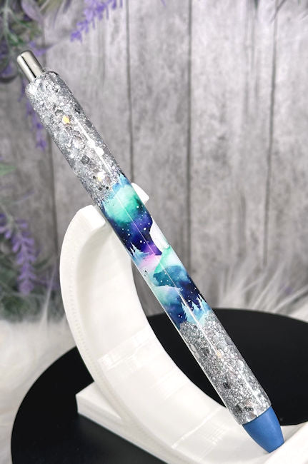 Handmade Polar Bears with silver glitter pen with free refill
