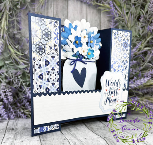 Handmade 3D Mother's Day blue flowers card